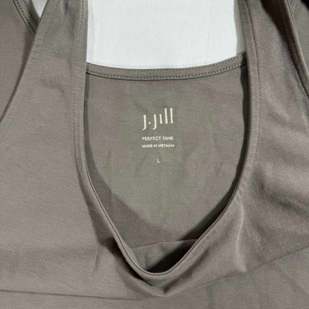 J. Jill Perfect Tank Top Womens Large Taupe Brown Cotton Stretch Scoop Neck L - Picture 3 of 6